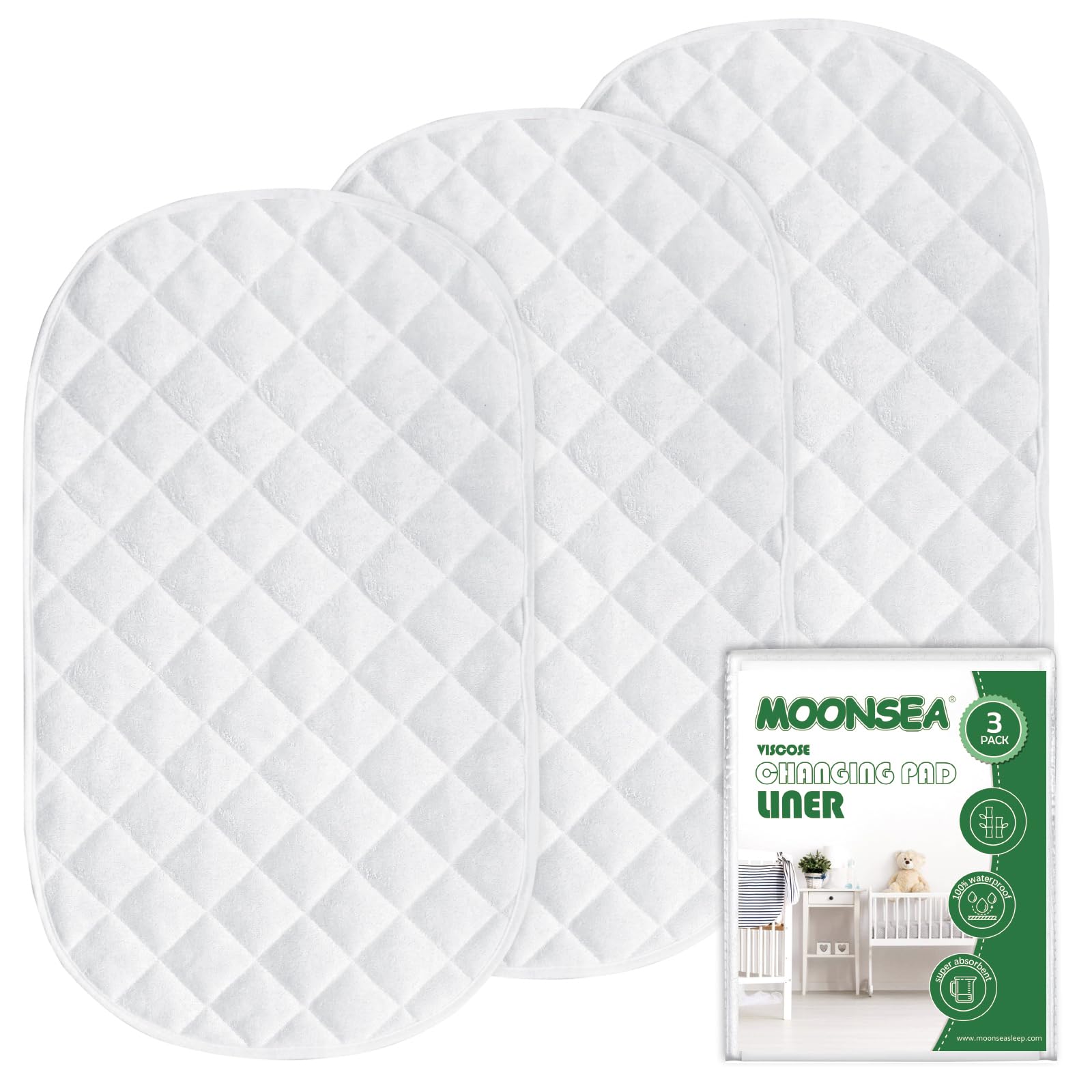 Moonsea diaper-changing pad liner non-slip top layer for a stable changing surface