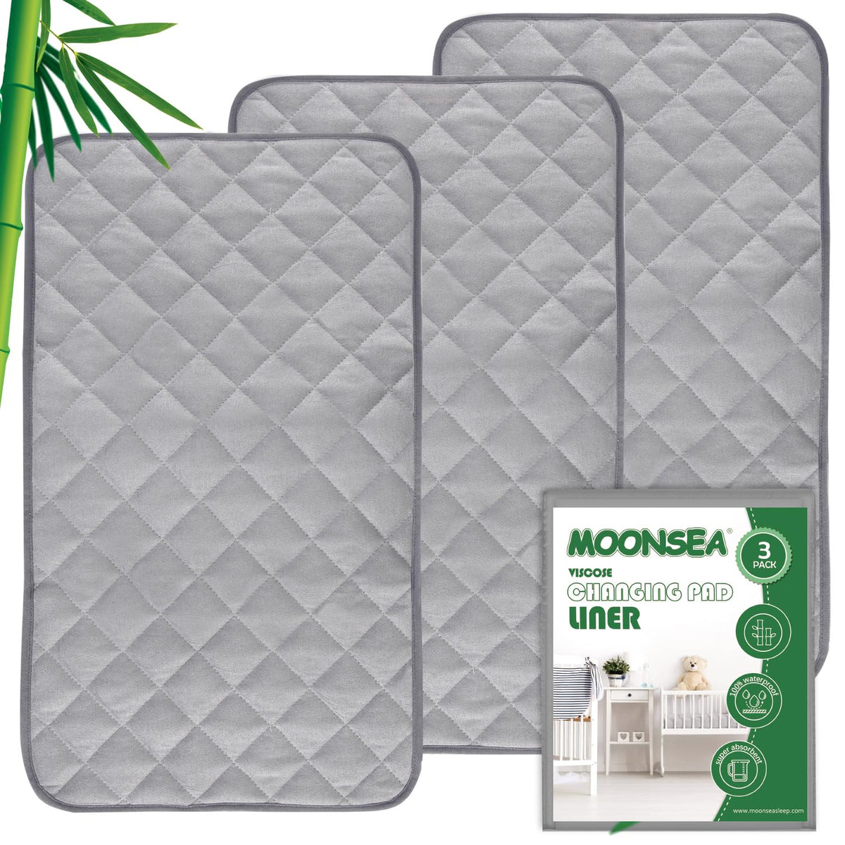Moonsea diaper changing pad liner top view with non-slip design.