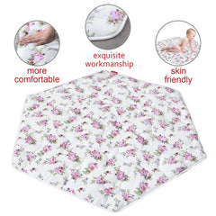 Moonsea close-up of floral print fabric shows plush, baby-friendly texture