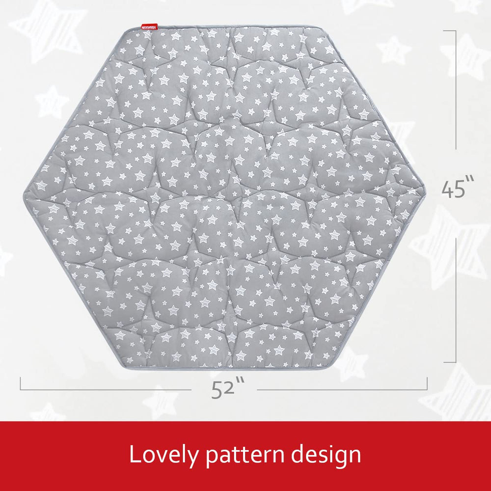 Moonsea hexagon mat with star pattern design appealing to babies and parents.