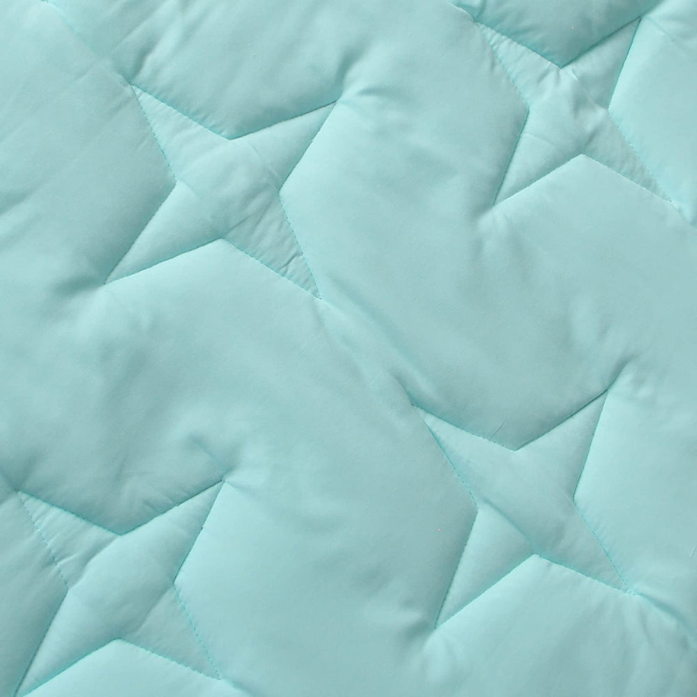 Moonsea hexagon playpen mat blue soft microfiber close-up shows cozy fabric