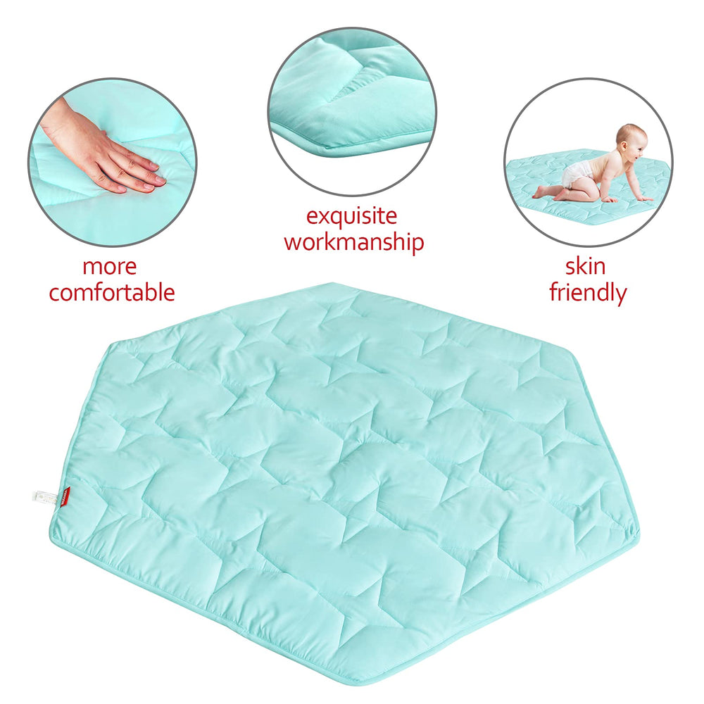 Moonsea hexagon playpen mat blue star-quilted pattern detail