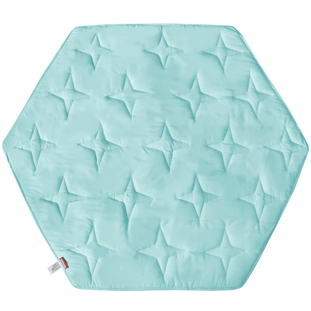Moonsea hexagon playpen mat blue top view with soft padded surface for play