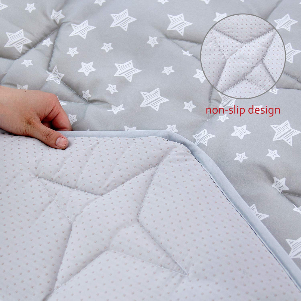 Moonsea hexagon playpen mat fits 48-53 inch playpens for versatile setup.