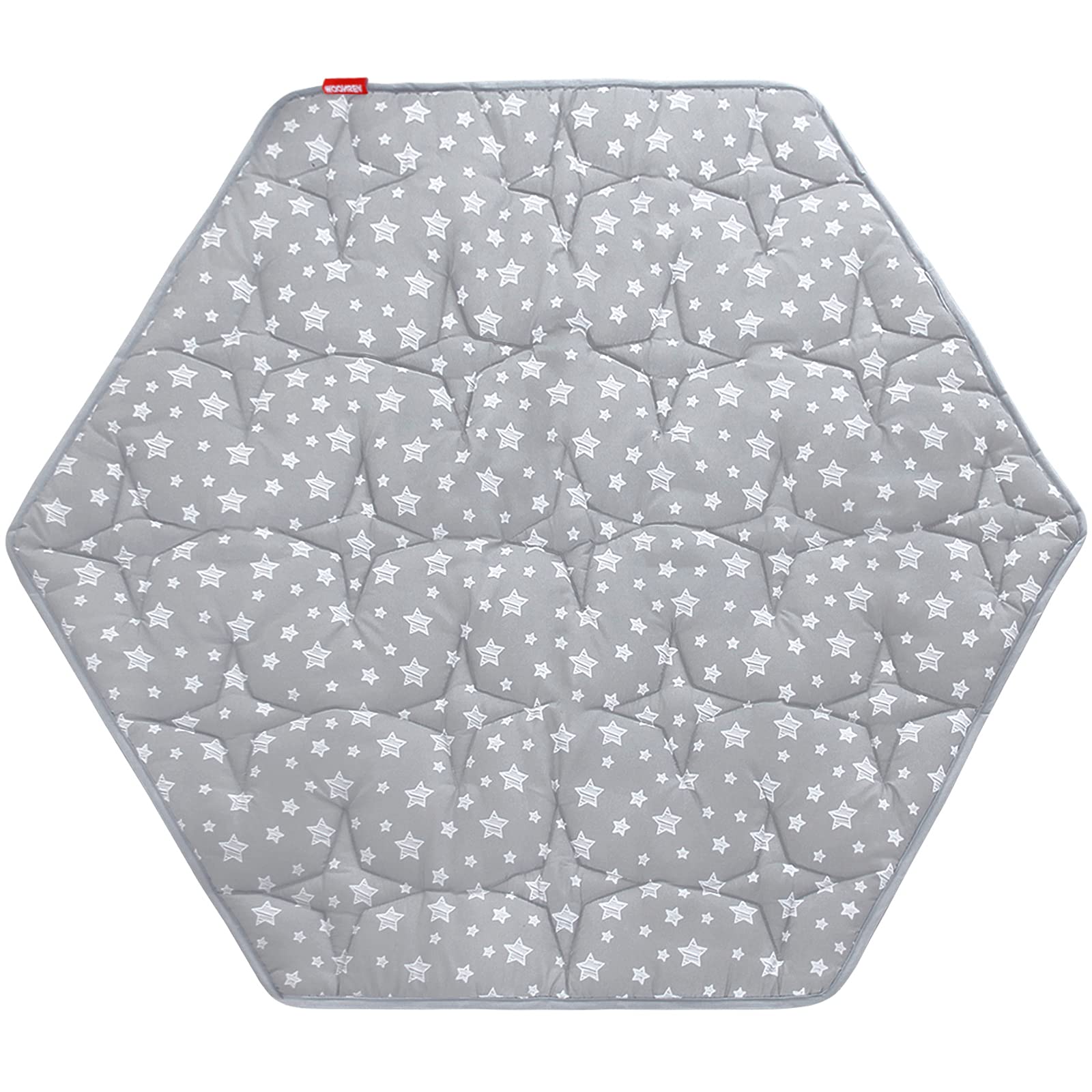 Moonsea hexagon playpen mat front view shows cushioned surface for safe crawling.
