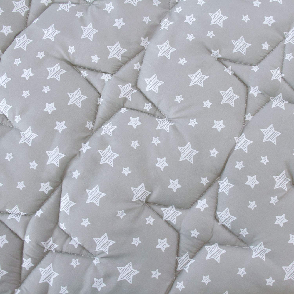 Moonsea hexagon playpen mat close-up of soft microfiber fabric and padding.