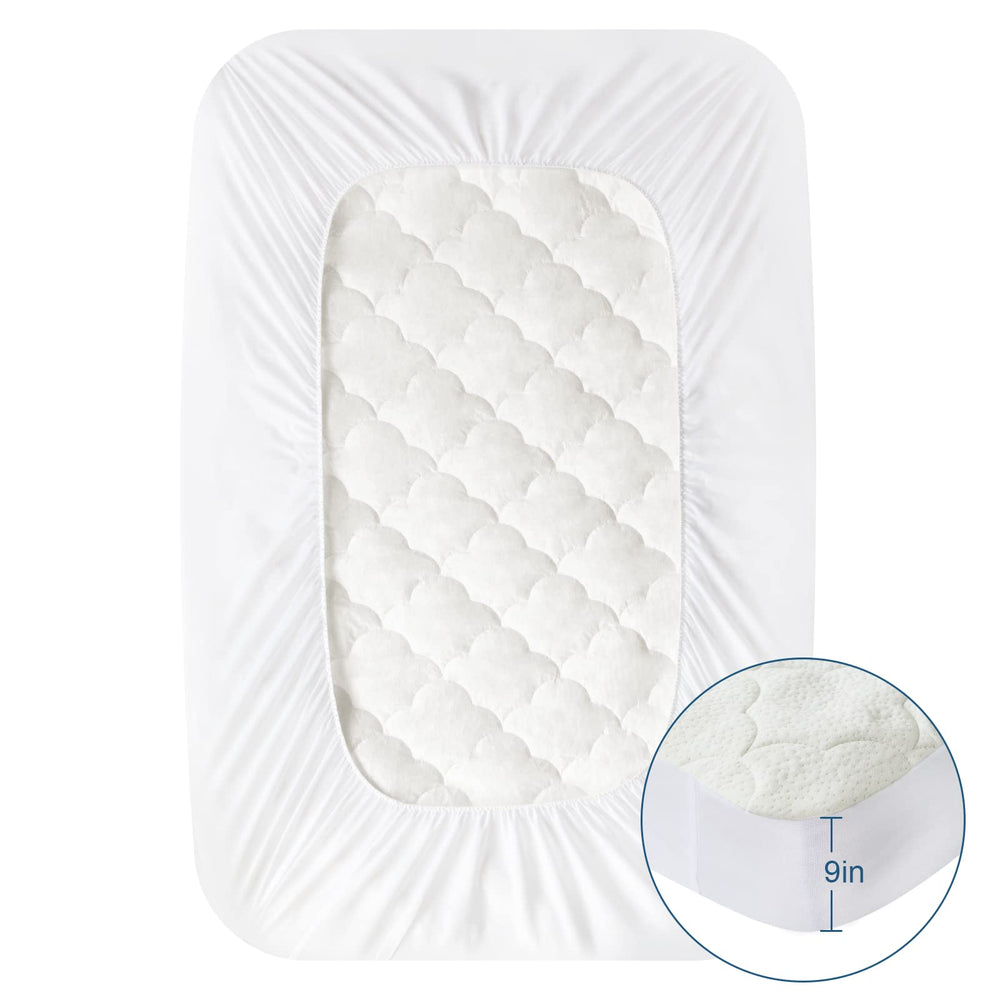 Moonsea mattress protector showcases machine washable design for easy cleanup.