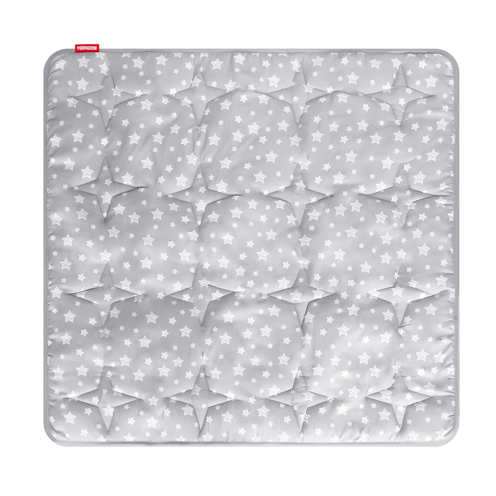 Moonsea kids play mat star print top view showing cozy play area.