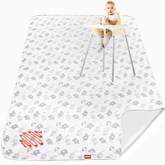 Moonsea large splat mat under high chair with elephant design protects floors from spills.
