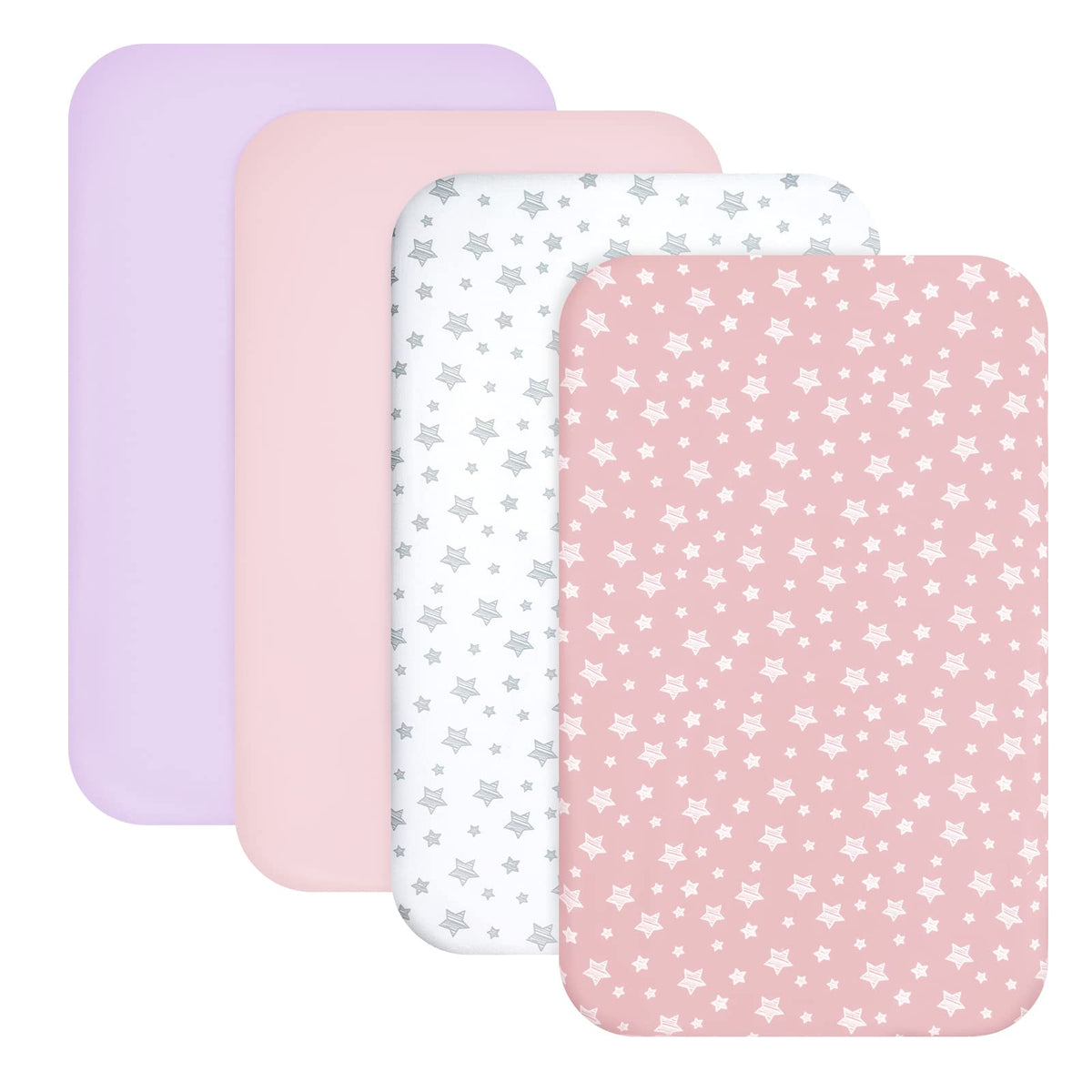 Moonsea pink mini crib sheets for a cozy nursery nap.