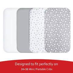 Moonsea mini crib sheets four-pack soft breathable fabric for baby comfort.