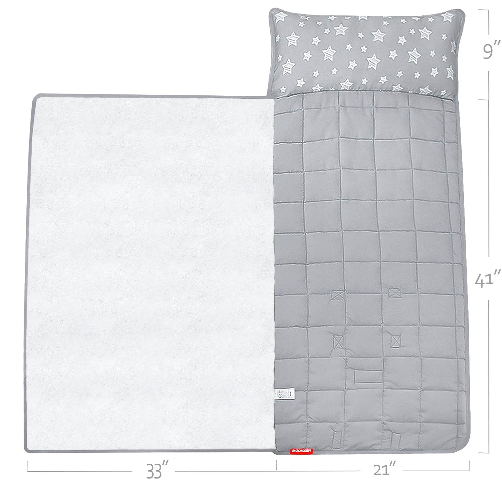 Moonsea nap mat carrying handle simplifies moving between rooms.