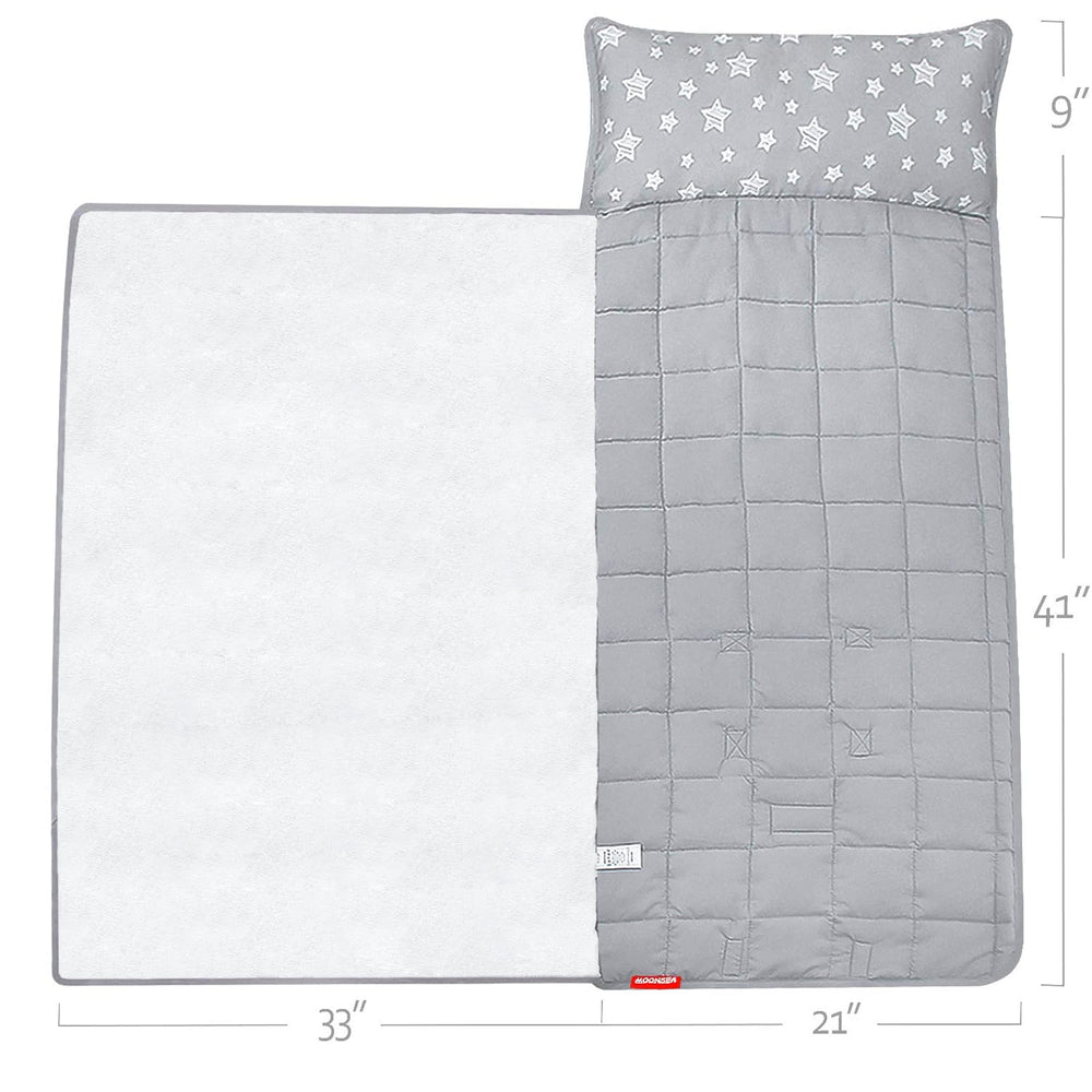 Moonsea nap mat carrying handle simplifies moving between rooms.