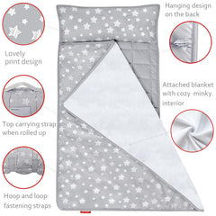 Moonsea nap mat roll-up with closures for easy transport.