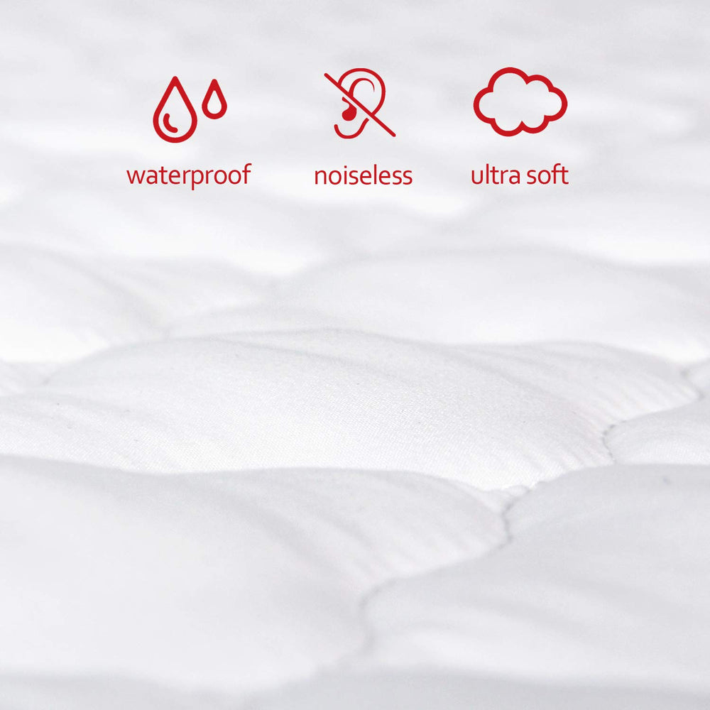 Moonsea Pack and Play Mattress Pad shows soft microfiber top with quilted padding for gentle comfort.