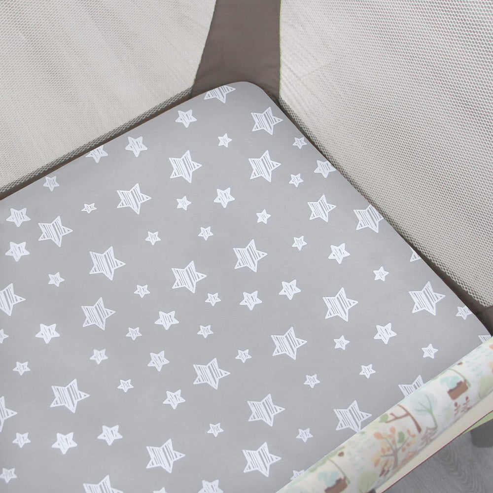 Moonsea pack n play sheets with elastic edge for a snug fit on standard playards