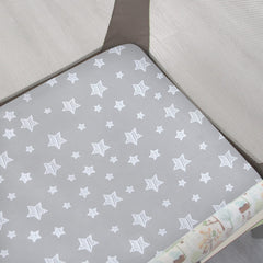 Moonsea pack n play sheets with elastic edge for a snug fit on standard playards