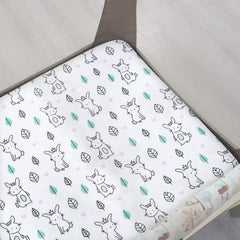 Moonsea sheet featuring elastic edge for a snug, secure fit on a playard