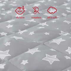 Moonsea Pack N Play sheets fabric close-up with soft microfiber and star-elephant print