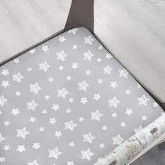 Moonsea pack-n-play sheets with a snug elastic edge for standard playard fit.