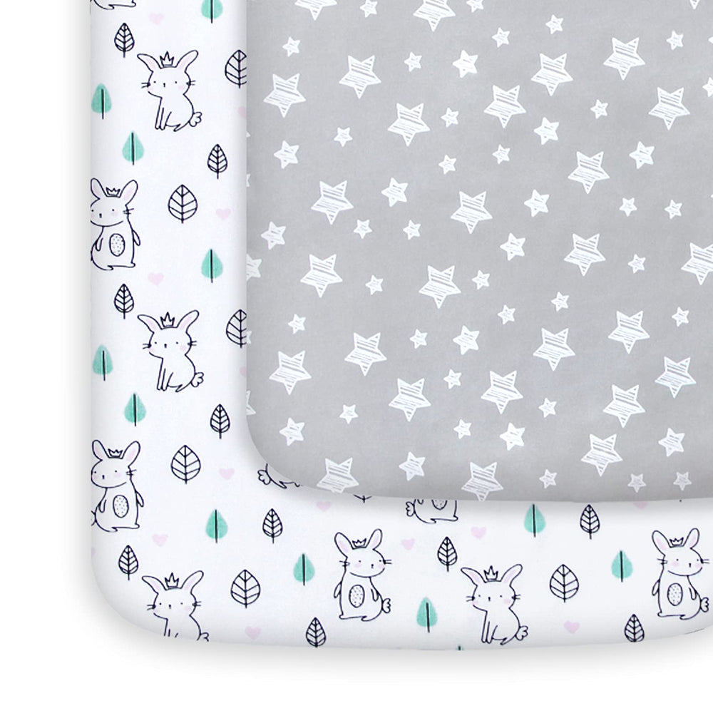 Moonsea pack-n-play sheets with stars and bunny pattern for a cozy sleep space