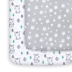 Moonsea pack-n-play sheets with stars and bunny pattern for a cozy sleep space