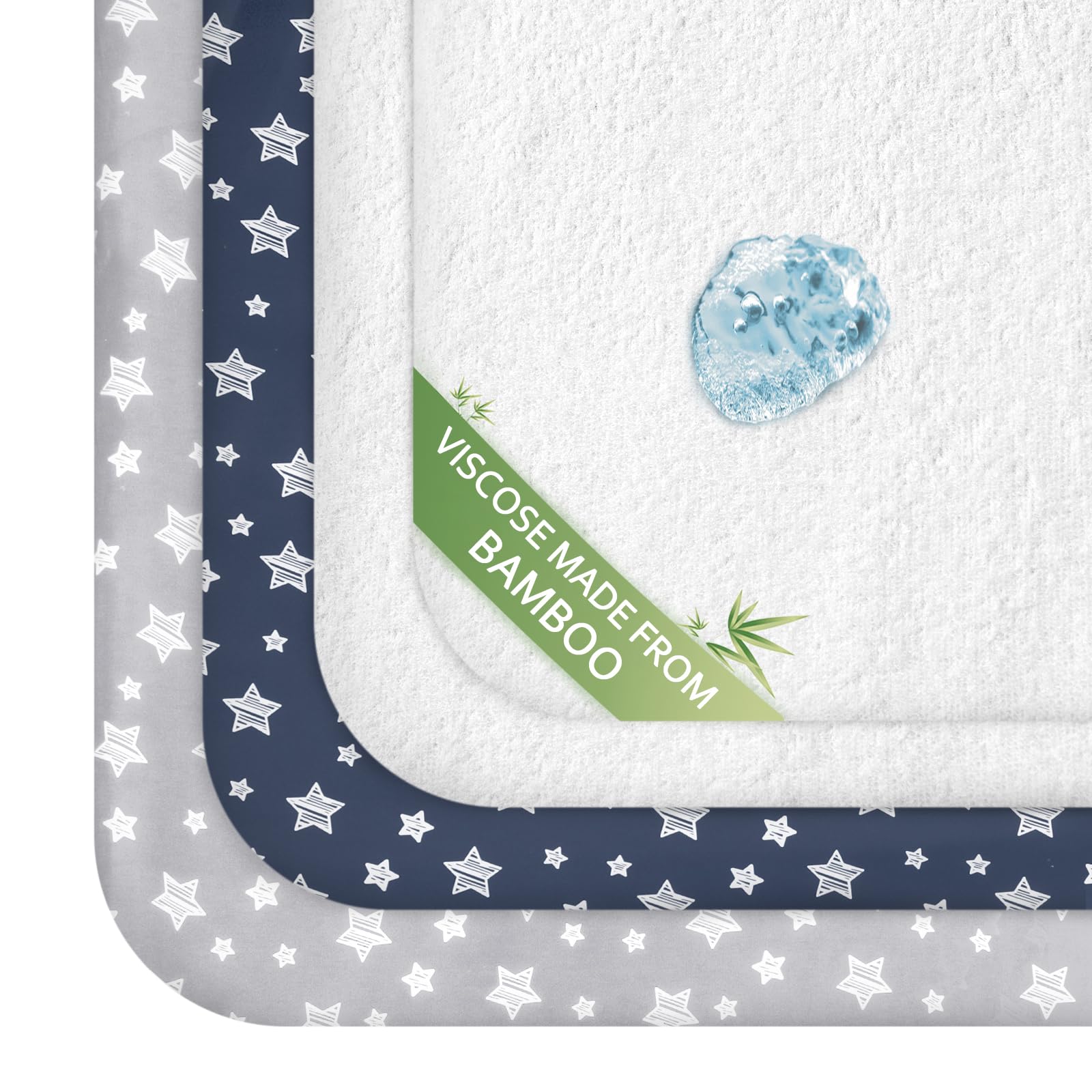 Moonsea Pack N Play Sheets viscose terry grey navy top for softness