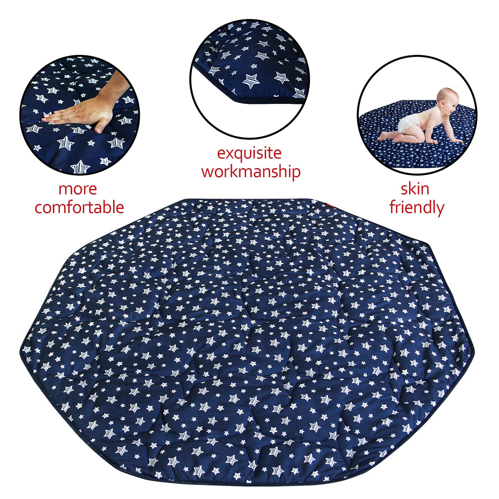 Moonsea Playpen Mat measures 61 inches for a roomy play area.
