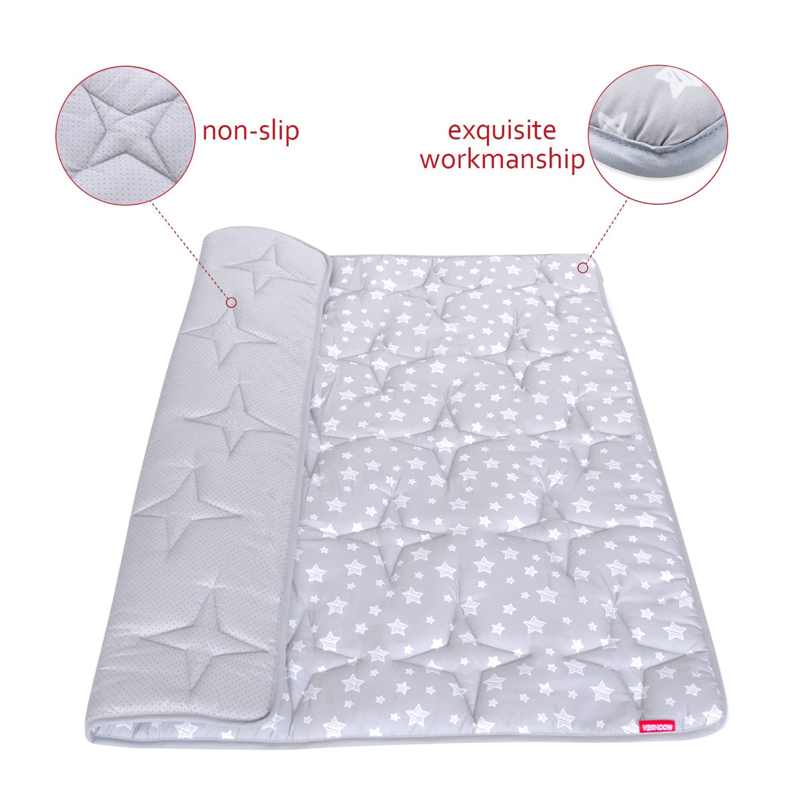 Moonsea playpen mat non-slip back keeps babies safe during play.