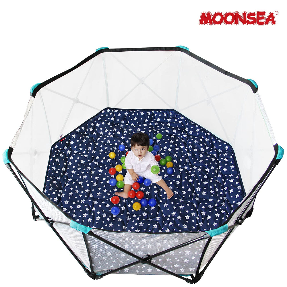 Moonsea Playpen Mat arrives vacuum-packed and regains shape after setup.