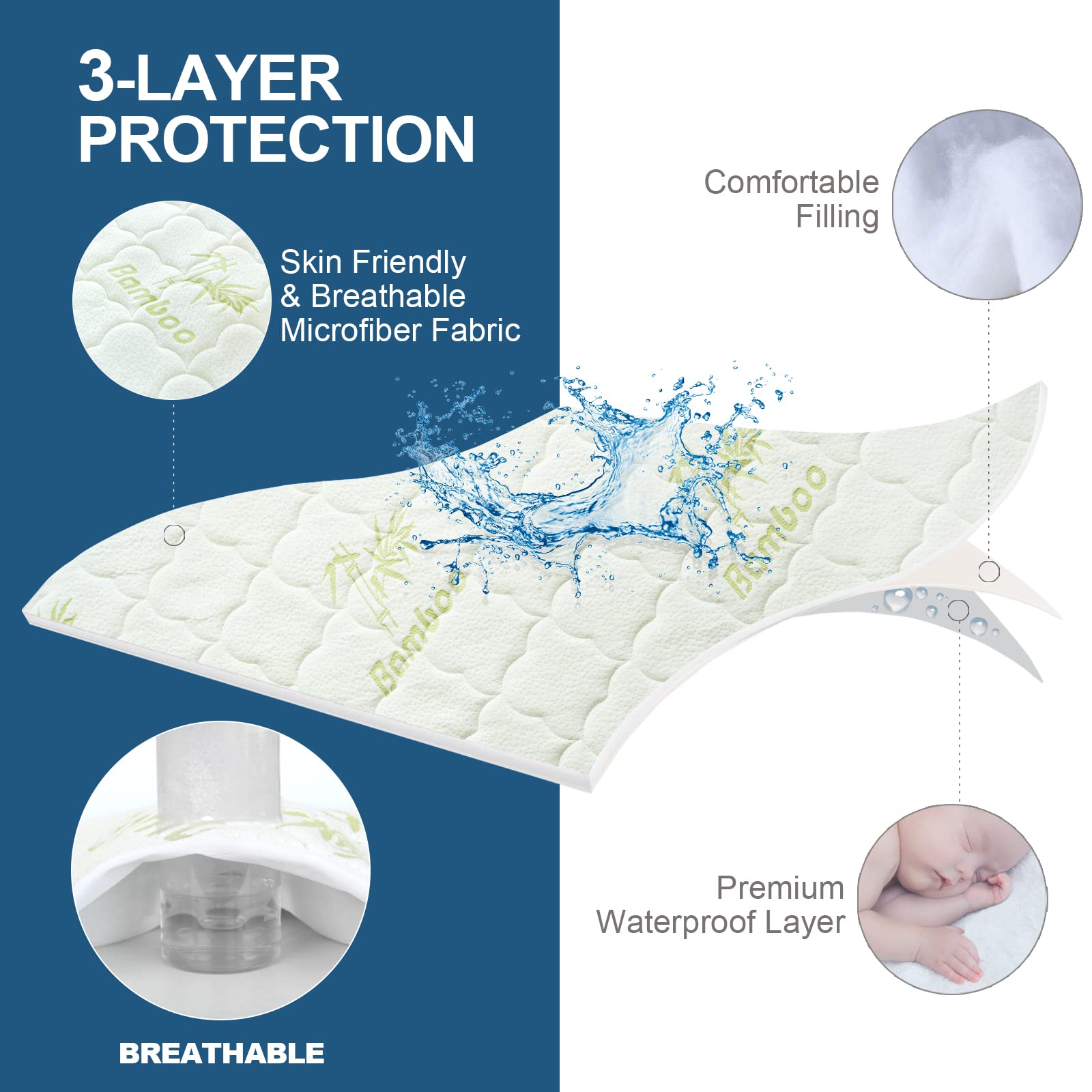 Moonsea plush quilted top adds soft comfort without crinkles.