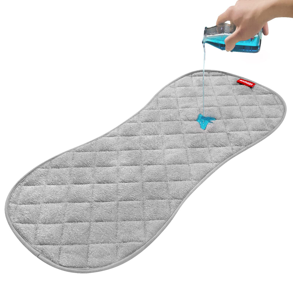 Moonsea quilted changing pad liner being machine washed for simple care.