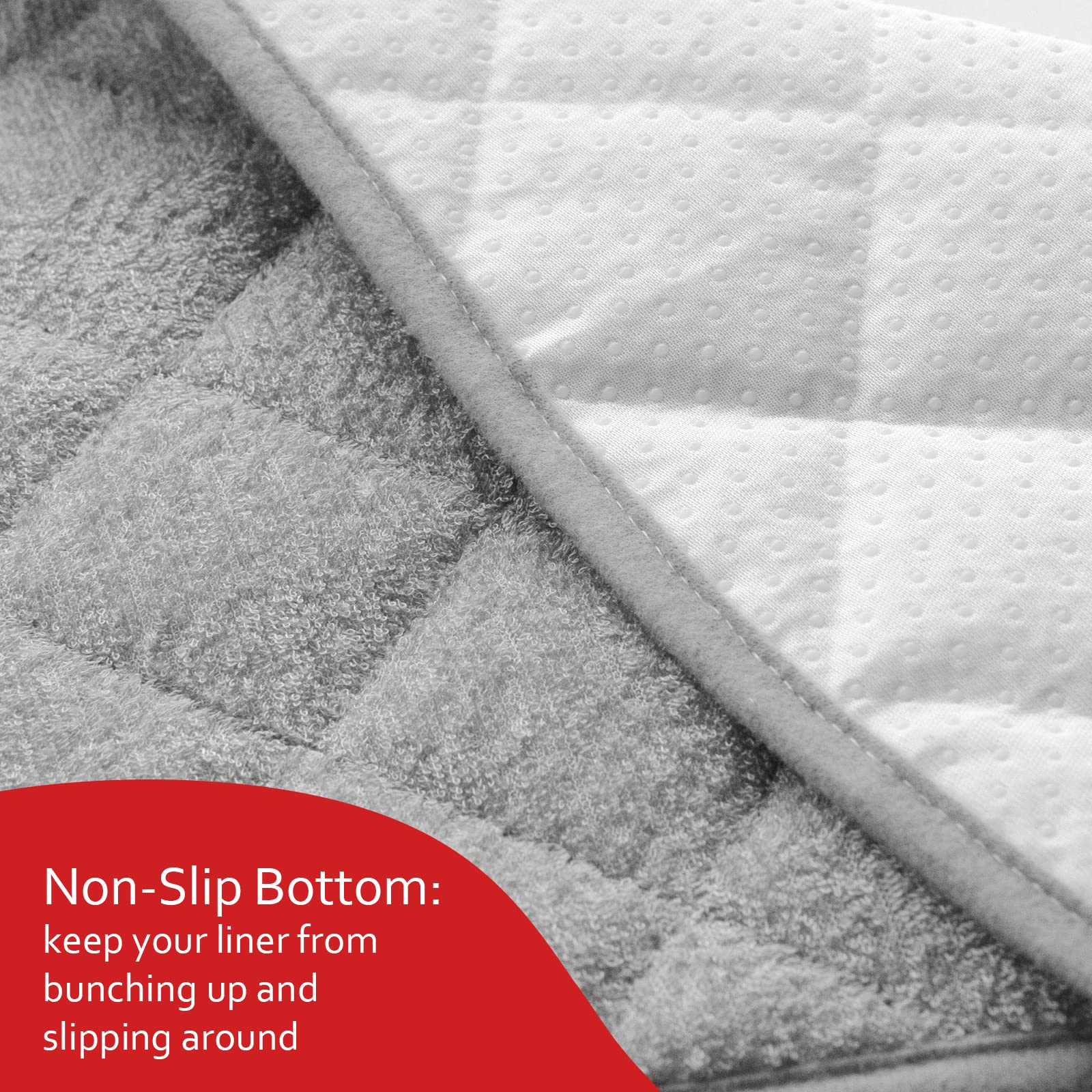 Moonsea quilted changing pad liner non-slip bottom stays in place during changes.
