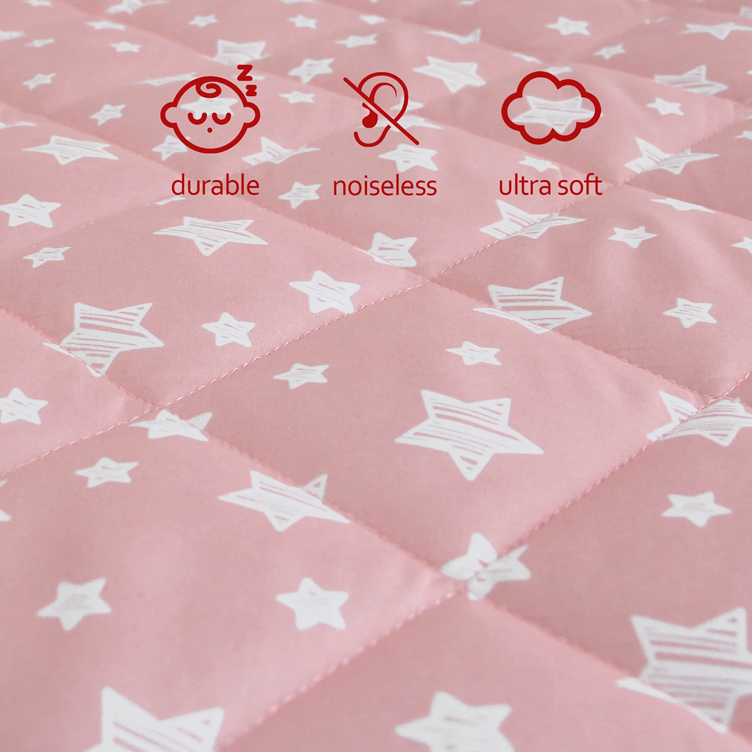 Moonsea quilted padding closeup shows gentle cushioning for playtime.