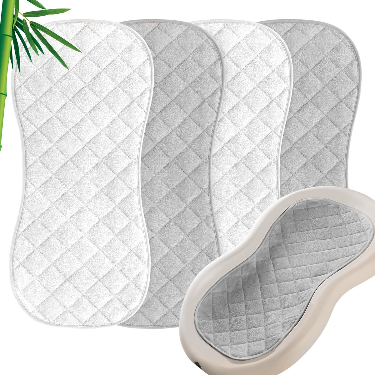 Moonsea quilted changing pad liner 4-pack top view for clean diaper changes