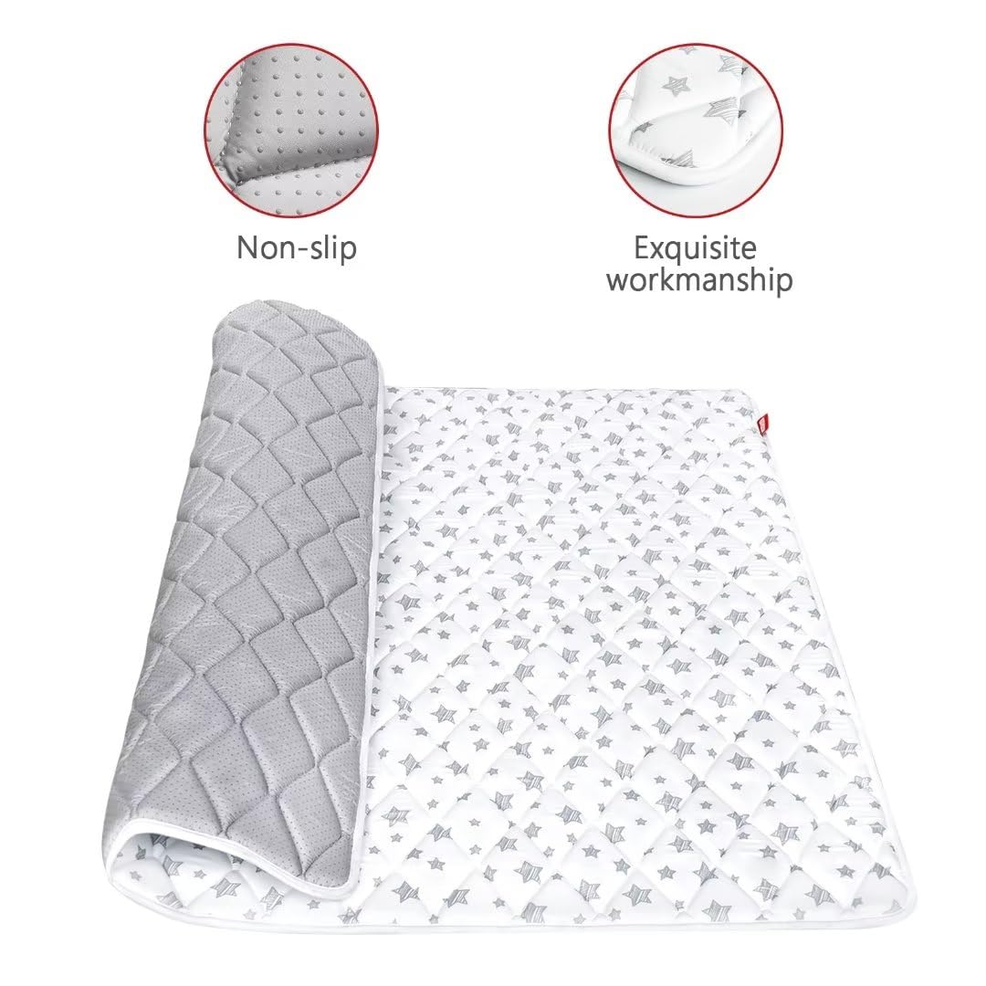 Moonsea soft thick foam surface suitable for tummy time and crawling.
