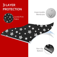 Moonsea star-print three-layer design adds reliable spill defense.