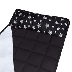 Moonsea nap mat shows attached fleece blanket for extra warmth during rest.