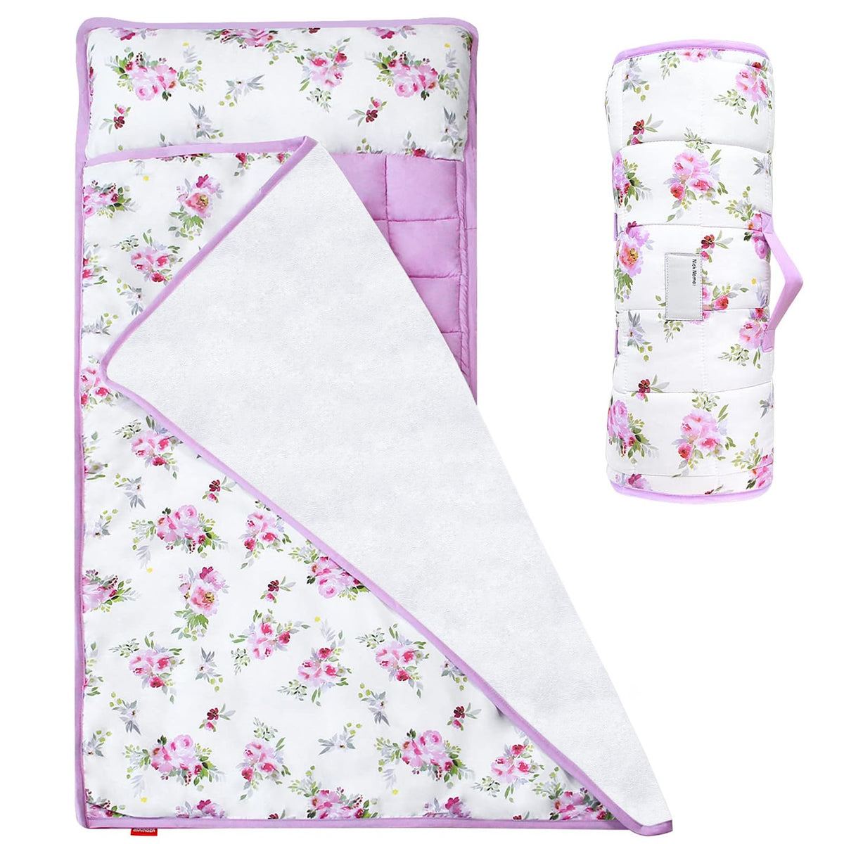 Moonsea floral nap mat cover shows soft, cozy nap time comfort for preschoolers