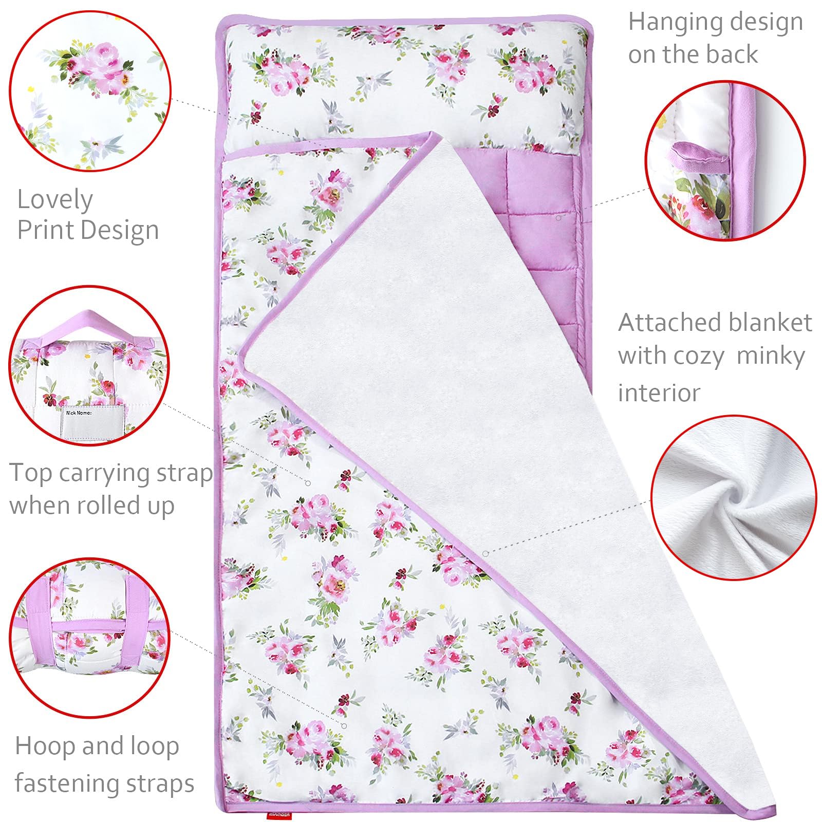 Moonsea nap mat roll-and-carry strap demonstrates travel-ready convenience