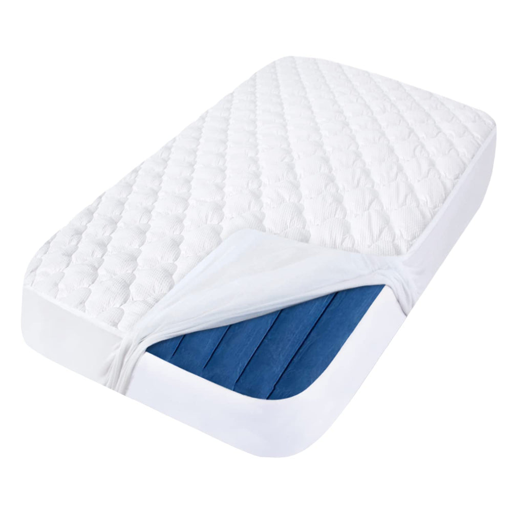 Moonsea toddler travel bed protector waterproof keeps mattress dry during travel.