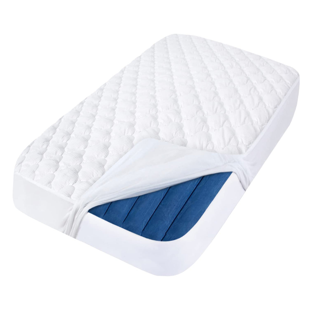 Moonsea toddler travel bed protector waterproof keeps mattress dry during travel.