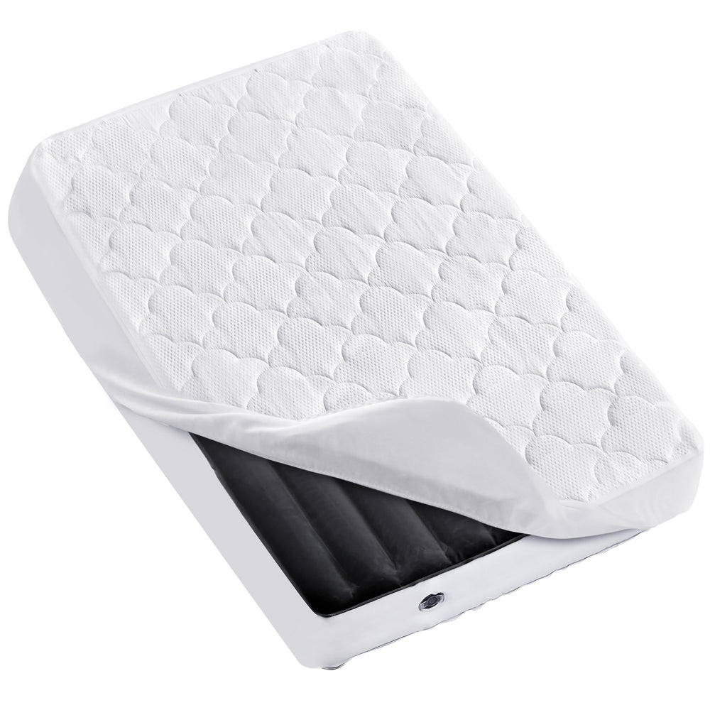 Moonsea toddler travel mattress protector fits SlumberTot beds for on-the-go protection.