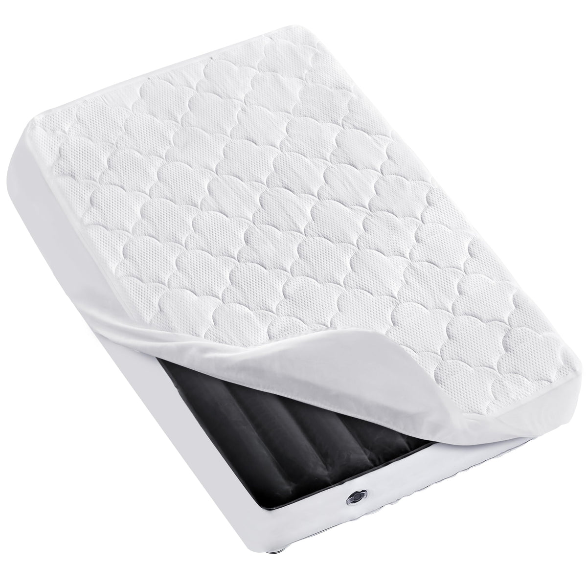 Moonsea toddler travel mattress protector fits SlumberTot beds for on-the-go protection.