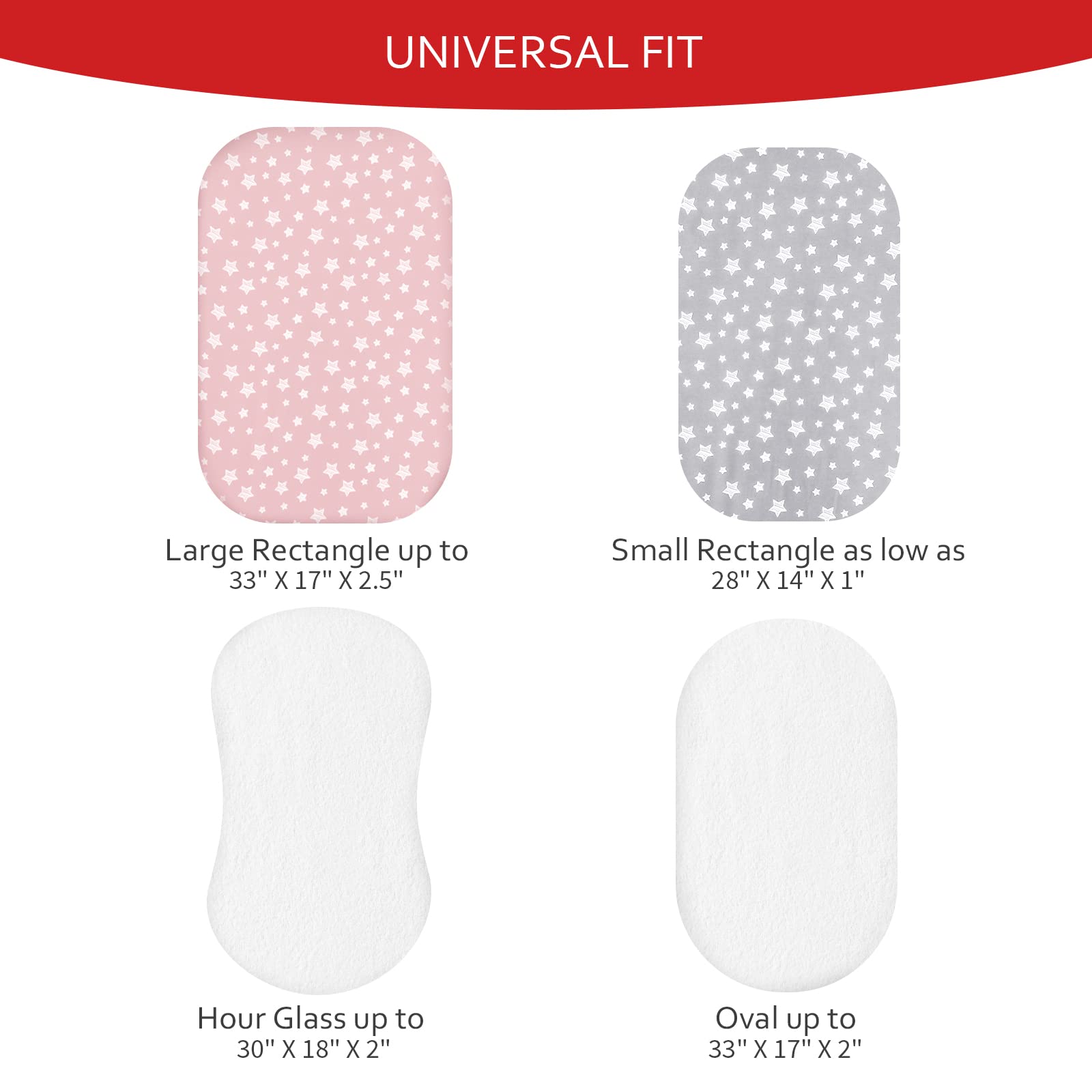 Moonsea universal-fit bassinet mattress works with oval, hourglass, and rectangular shapes.