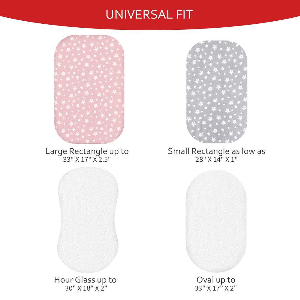 Moonsea universal-fit bassinet mattress works with oval, hourglass, and rectangular shapes.