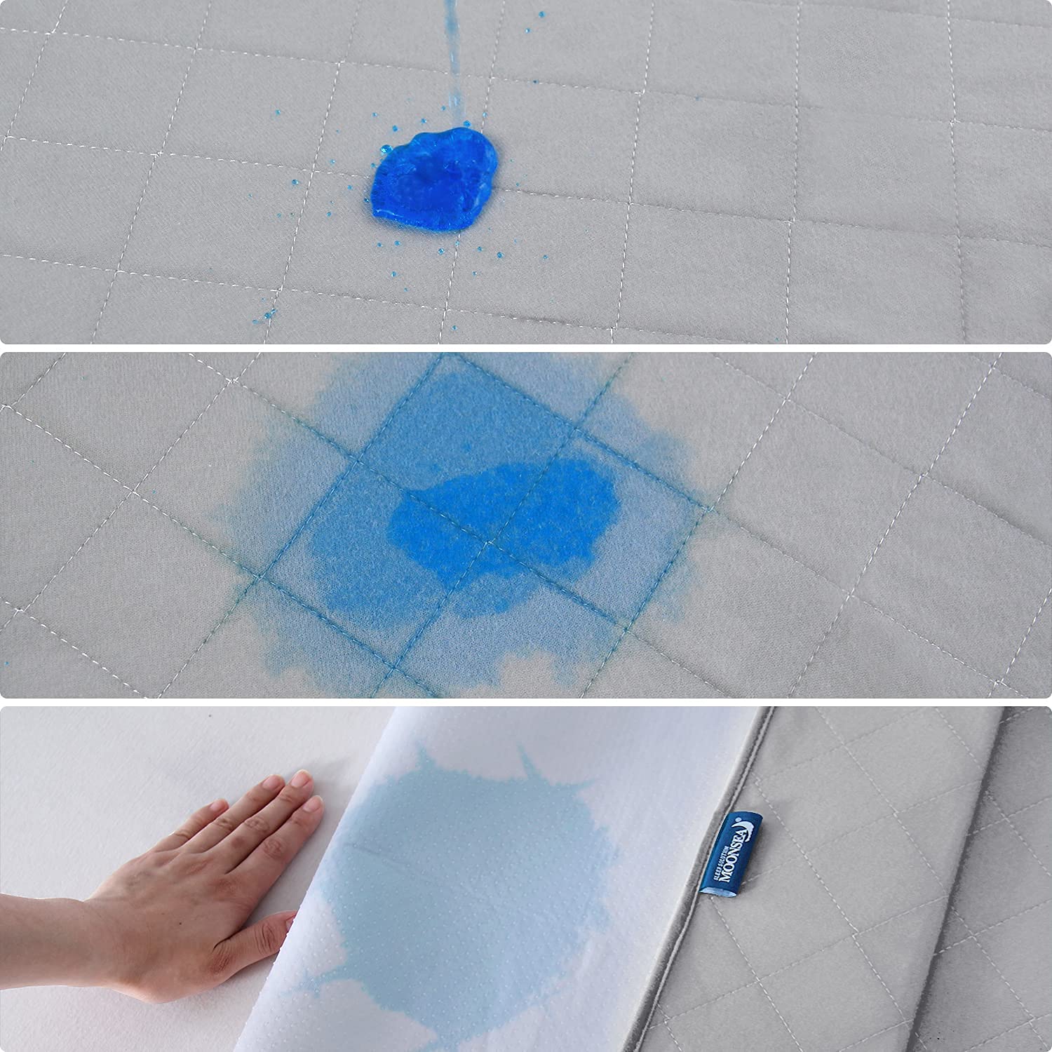 Moonsea pad demonstrates quick absorption and four-layer design.
