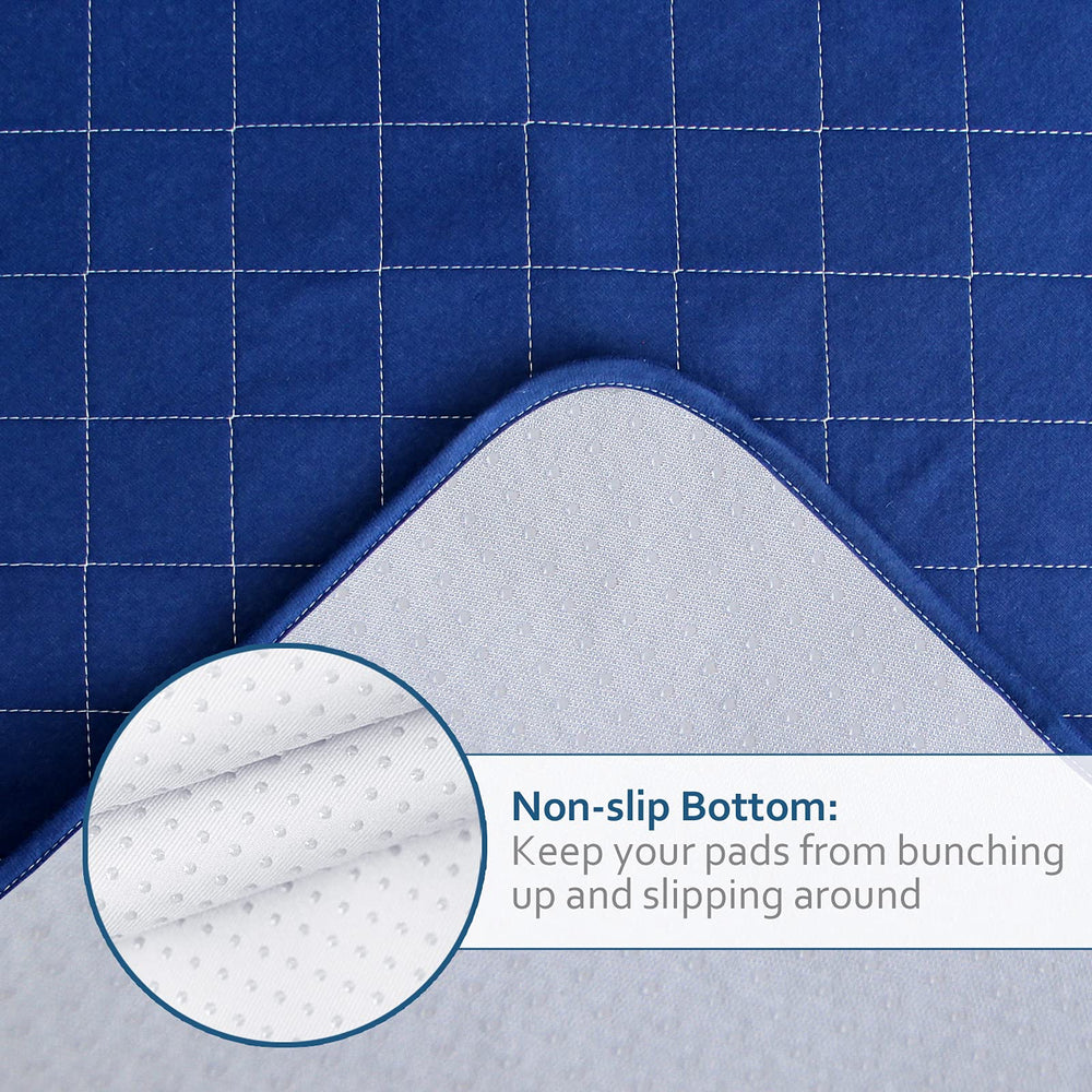 Moonsea waterproof backing blocks leaks while staying flat against the mattress.
