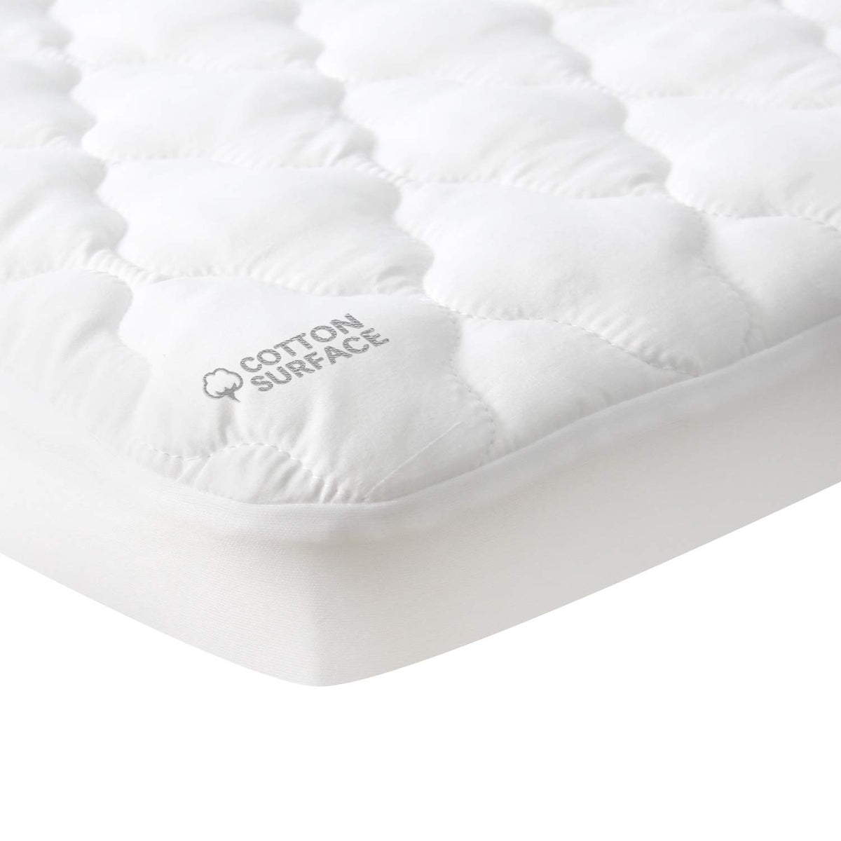 Moonsea mini crib mattress pad with waterproof layer protecting baby’s sleep area