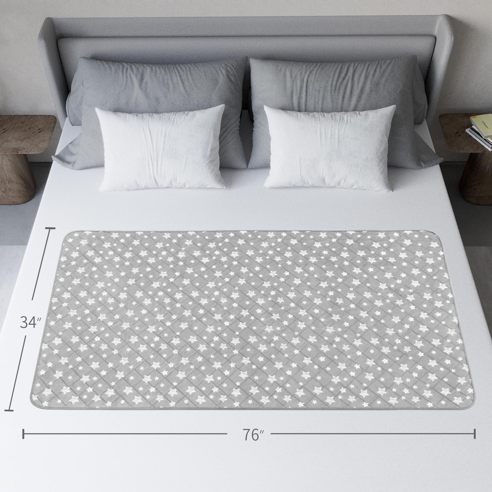 Moonsea wide 34x76 pad fits beds for seniors and kids.